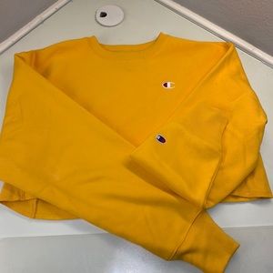 CHAMPION yellow cropped crew neck